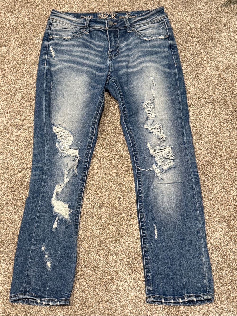 Buckle Women's Distressed Medium Blue Skinny Jeans